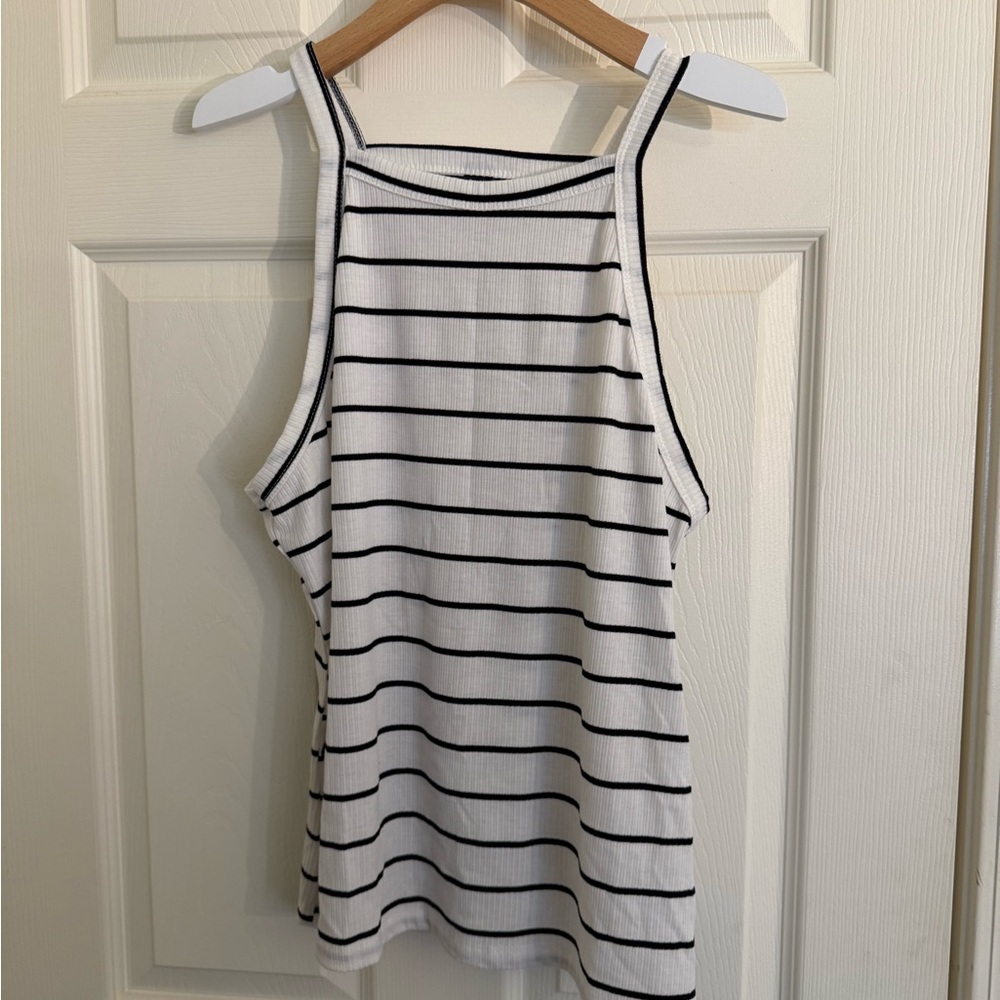 SHEIN Black and White Striped Tank Top
